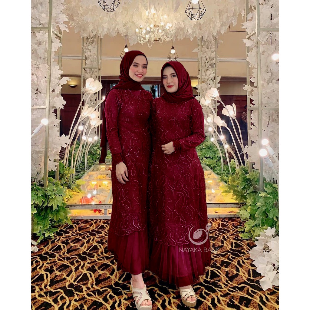 [NEW ARRIVAL] Maxi Dress Brukat Sabrina | Gamis Pesta Modern | Gamis Remaja | Dress Brokat Tulle Mutiara | Seragam Bridesmaid | Gamis Geraldine