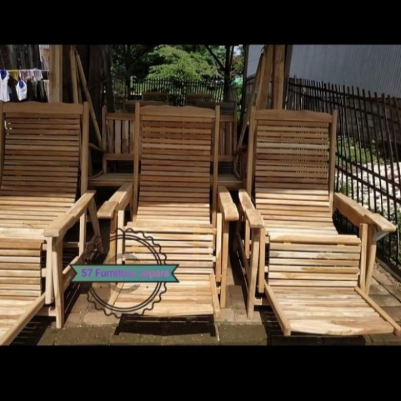 Kursi malas kayu jati mentahan - Kursi hias