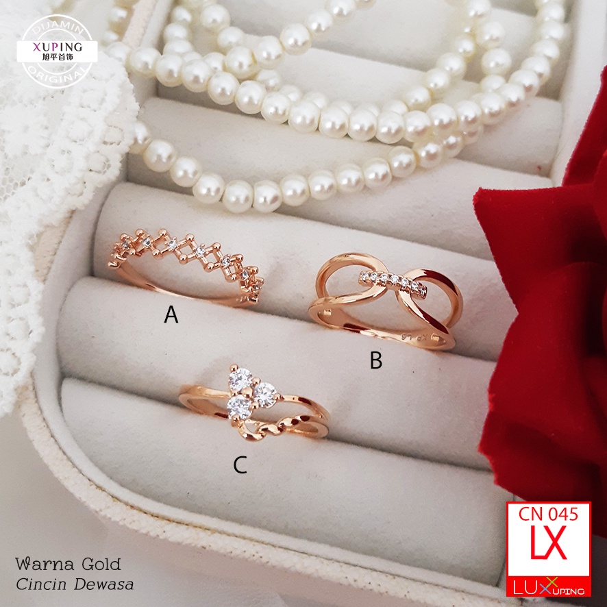 CN 045 Cincin Xuping Cantik Perhiasan Set Wanita Cincin Lapis Emas 18K Cincin Silver Luxx Xuping