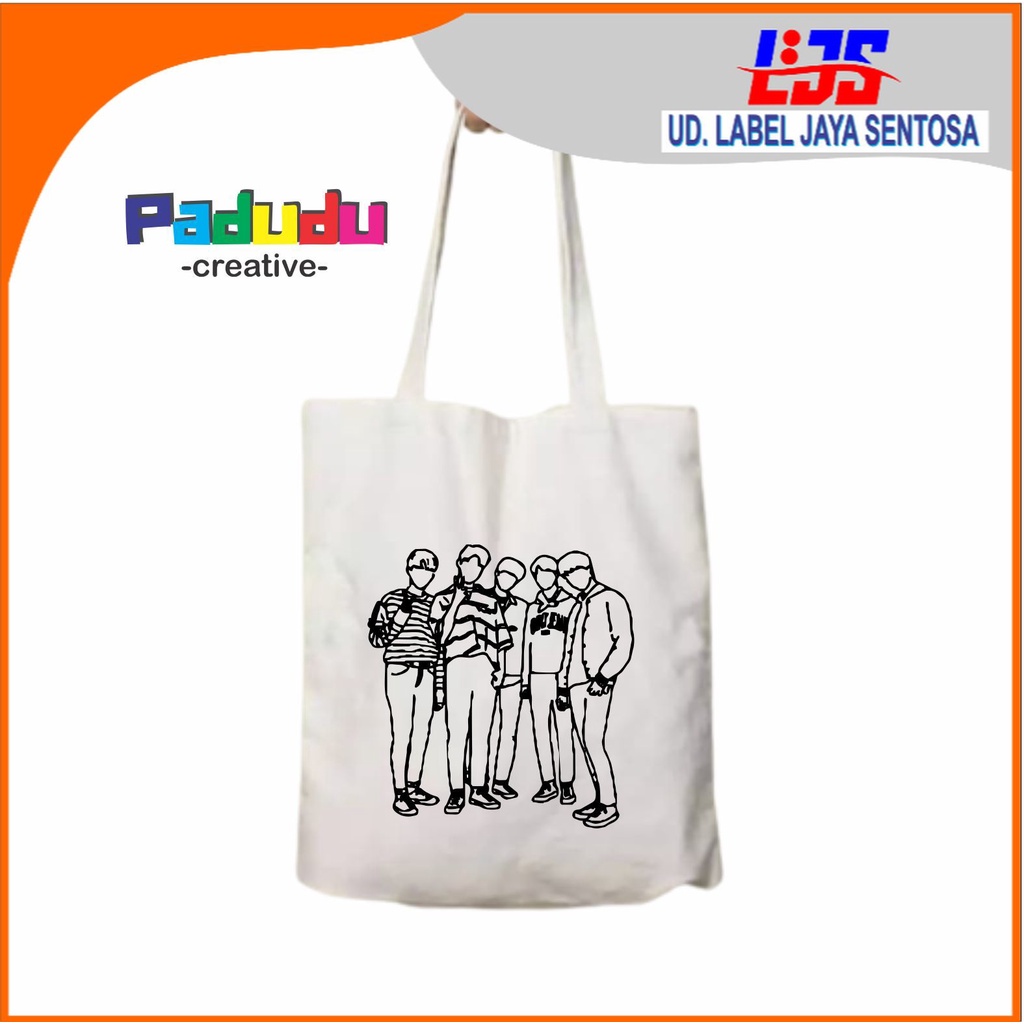 Tas Tote Bag Wanita Vintage txt line drawing Totebag Aesthetic Custom Label_Jaya