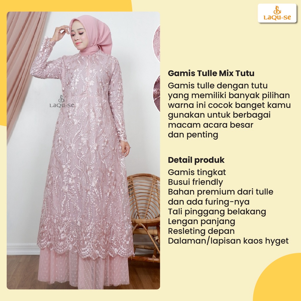 Gamis Tingkat modern dress Pesta Wanita Busui Friendly By Laquse_kebaya2