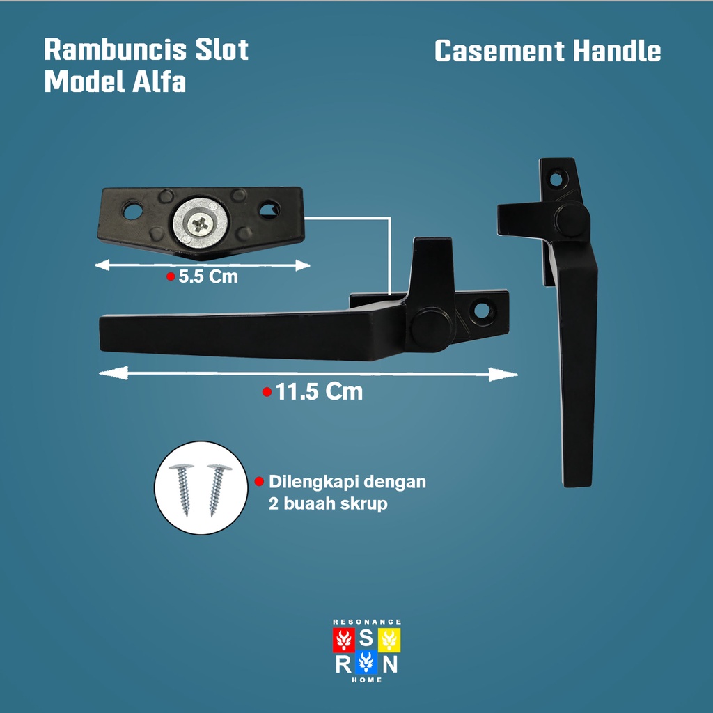 Rambuncis Kunci Jendela Bahan Alumunium Tebal Model Alfa Slot Grendel Jendela Resonance Home