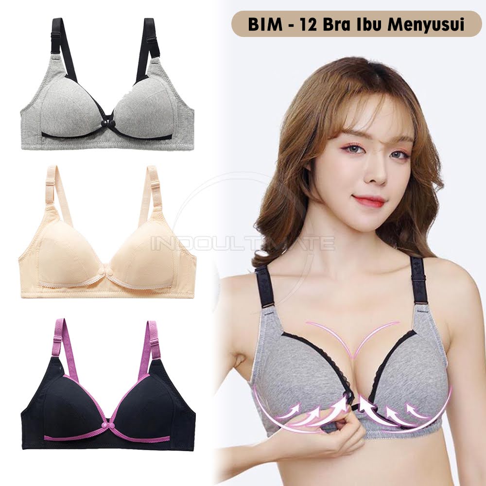 1 Pcs Bra Menyusui Tanpa Kawat BIM-12 Bra Menyusui Kancing Depan BH Menyusui Bayi Pakaian Dalam Wanita Cewek Perempuan Nursing Bra Maternity Bra