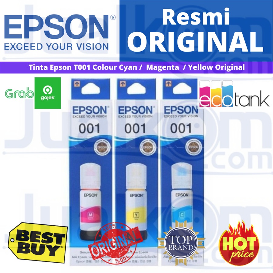 Epson Tinta Original T001 T 001 Colour (Cyan Magenta Yellow)