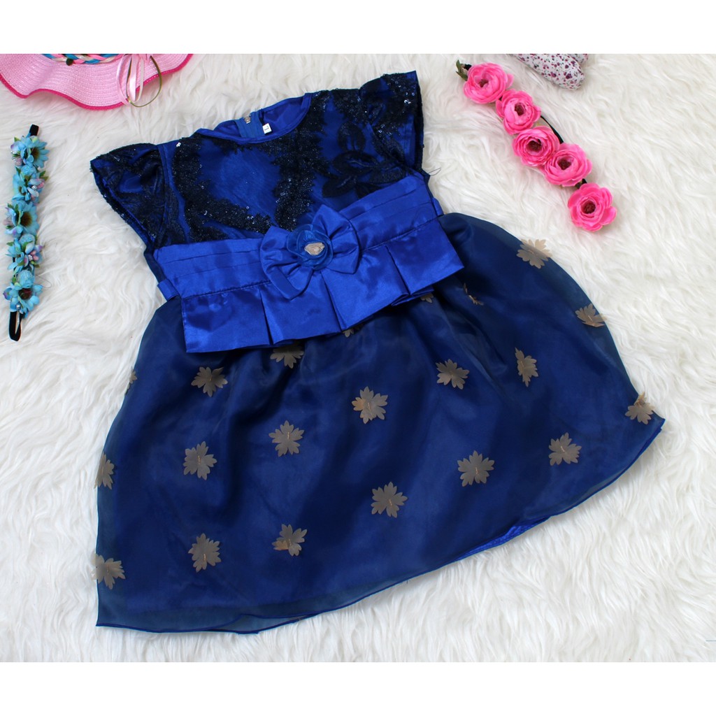 Dress Kids Jelita/Brukat Anak Usia 1-3 Tahun Motif Bunga Cantik Kombi Saten Good Premium