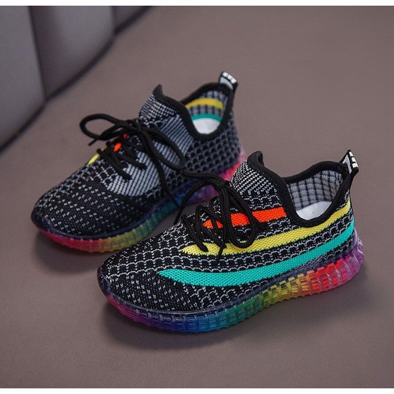 Sepatu Rainbow Sneakers Kids Shoes Non LED Sepatu Anak Size 26-37 Usia 3-9 Tahun