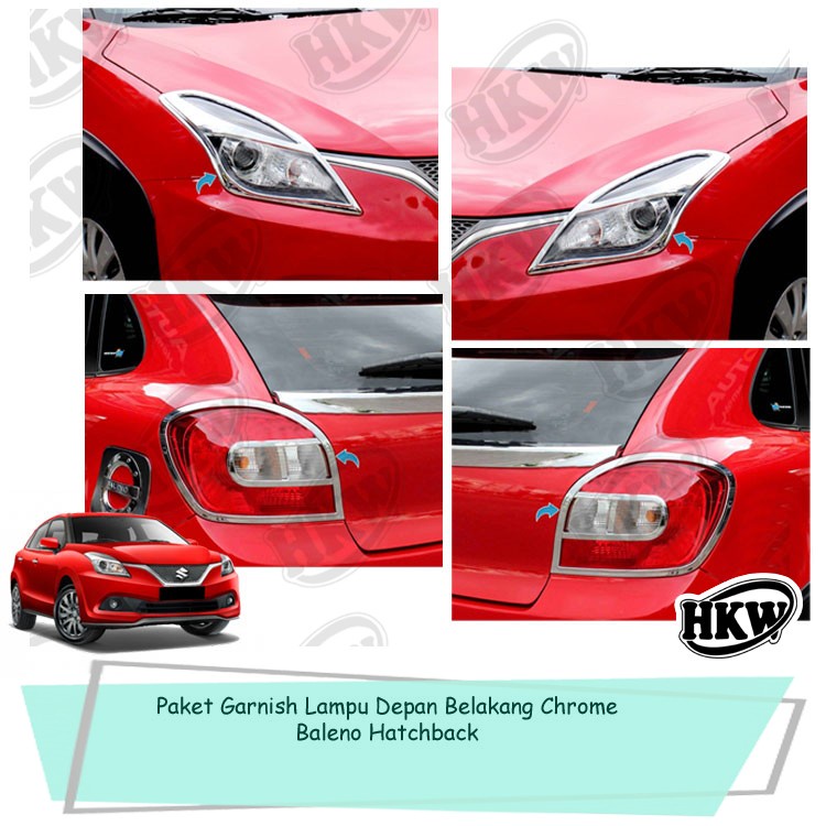 Paket Garnish Lampu Depan Belakang Chrome Mobil Baleno Hatchback