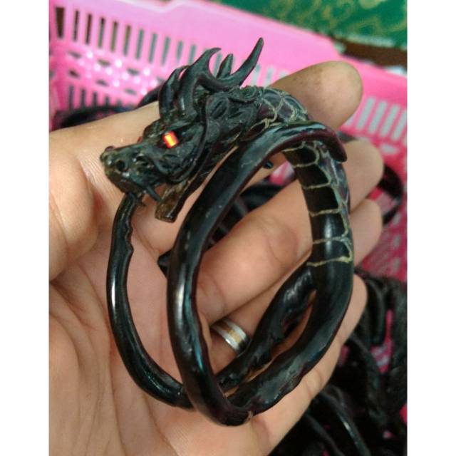 Gelang akar Bahar hitam asli/gelang akar bahar ukir naga/gelang akar Bahar
