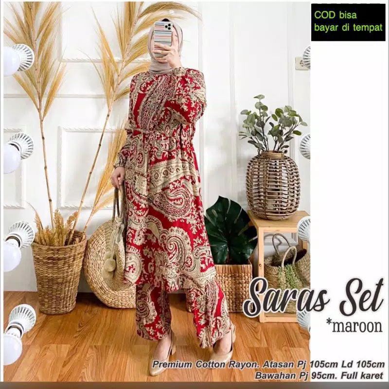 (BISA COD)SET SARAS STANDAR/JUMBO RAYON VISCOSE