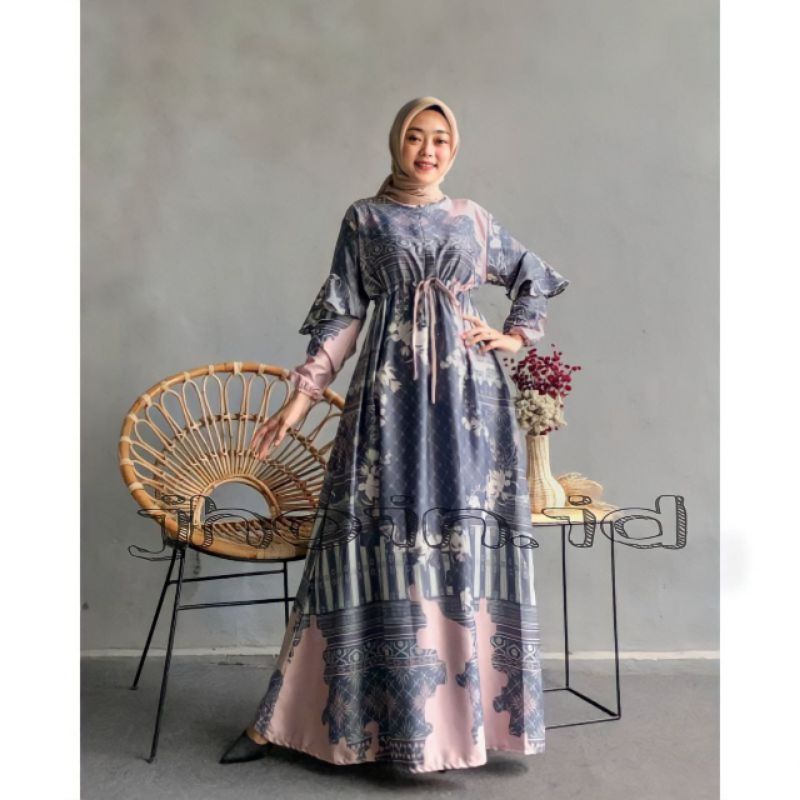 Gamis Maxmara Dior Silk Premium//Gamis Maxmara Lux Premium-Laudya Chorcoal/Navy