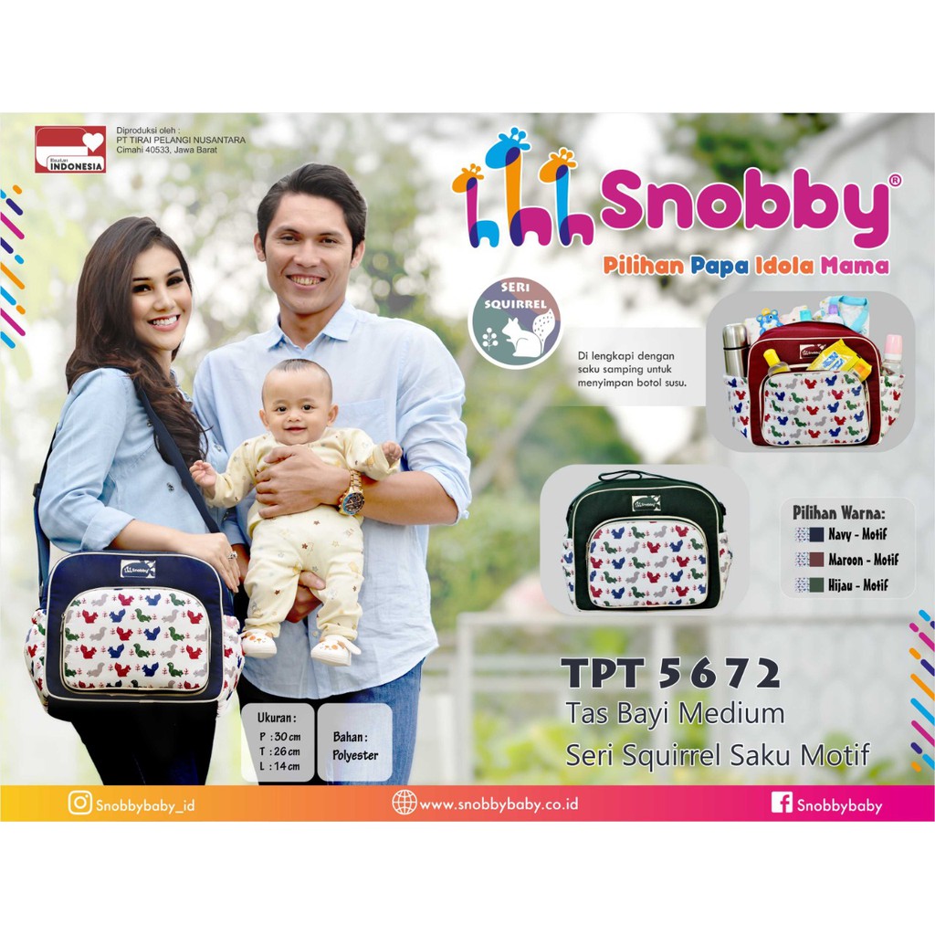 Snobby Tas Bayi Medium Saku Motif Print Squirrel Series - TPT 5672