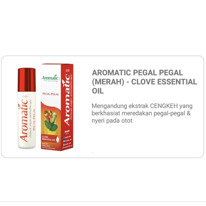 Minyak angin aromatic 1001/essential oil aromatherapy 8ml