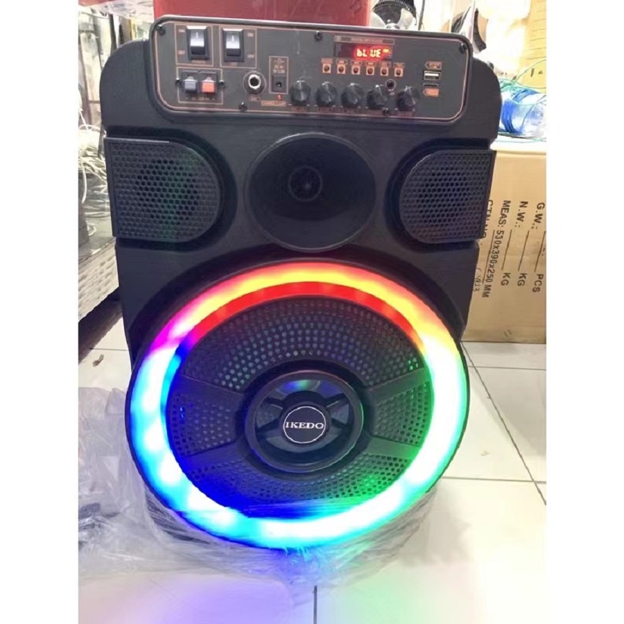 SPEAKER BLUETOOTH AMPLIMEETING IKEDO 12INCH 12IN BONUS 2 MIC WIRELESS SPEAKER PORTABLE EXTRA BASS