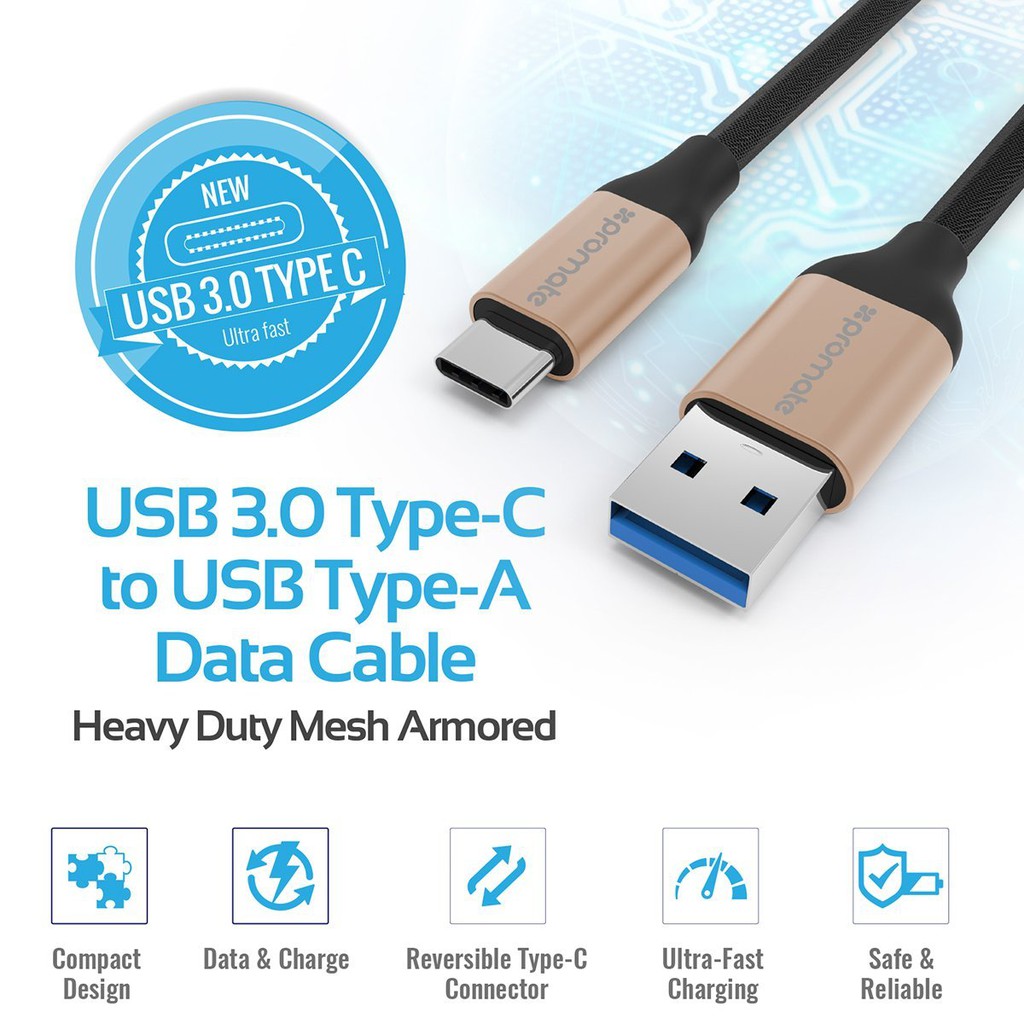 BALI Kabel Data Charger USB Type C uniLink Gold PROMATE