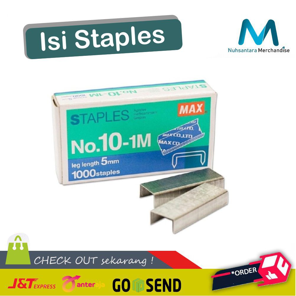 [𝐁𝐈𝐒𝐀𝐂𝐎𝐃]Isi Staples No 10 Max Refil Steples Kecil 1 Pak Isian Steples 1 kotak Stapler