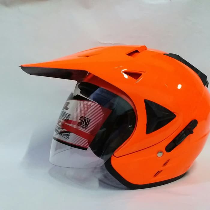 Helm ARL Semi Cross Half Face Double Visor Orange Polos.