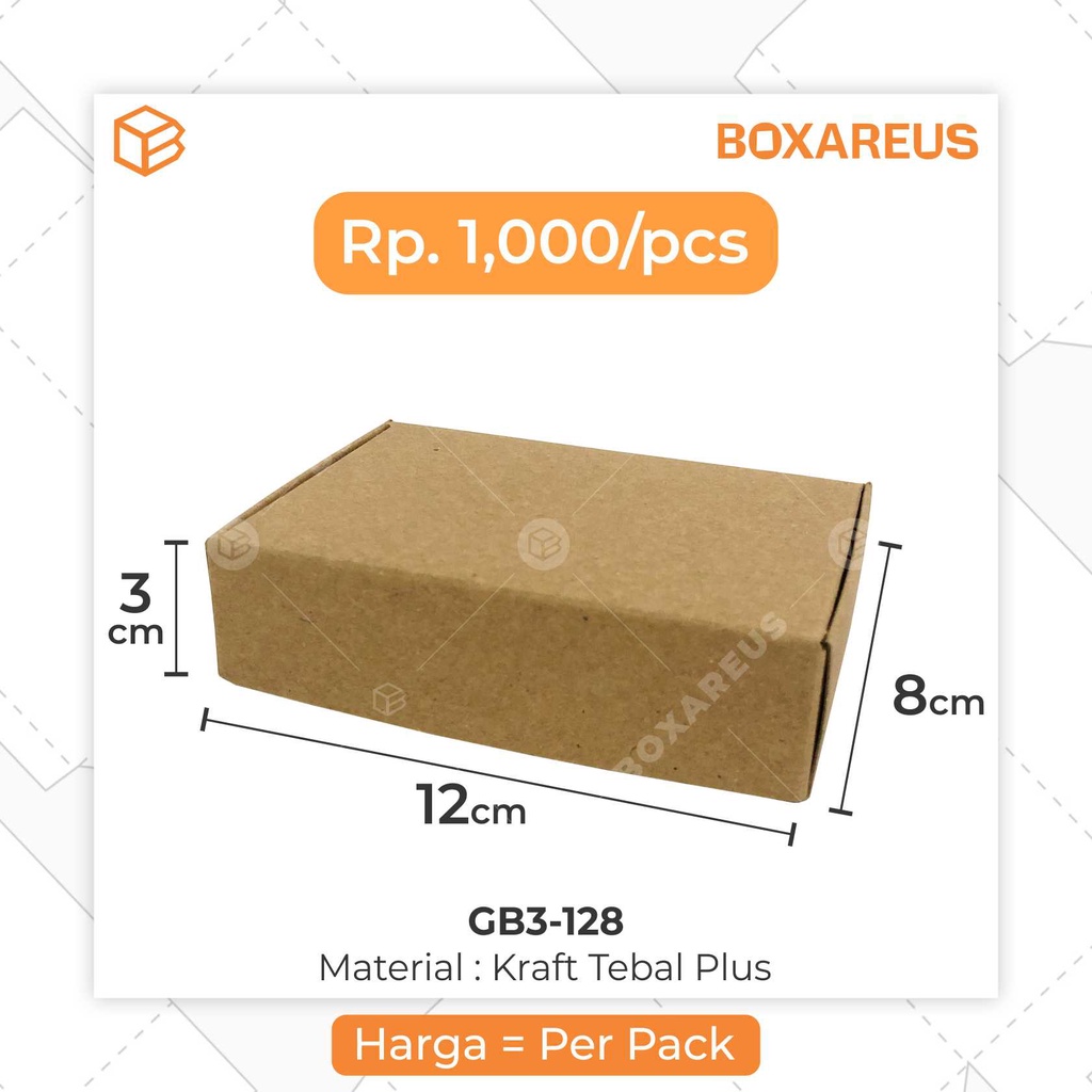 Gift Box Kotak Packing Packaging Souvenir Bahan Brown 12x8x3 cm | GB3