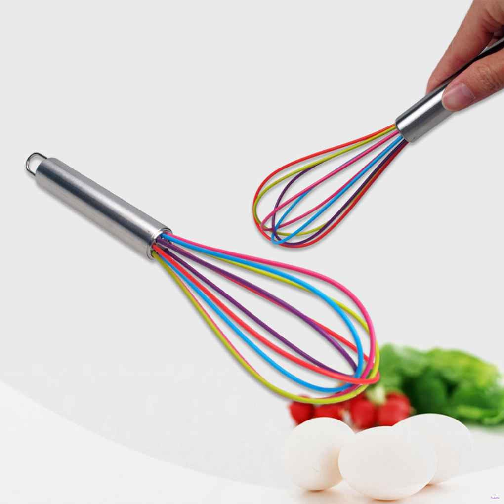 [READY STOCK] Stainless Steel Hand Shank 5 Wires Silicone Eggs Whisk Kitchen Mixer Egg Beater