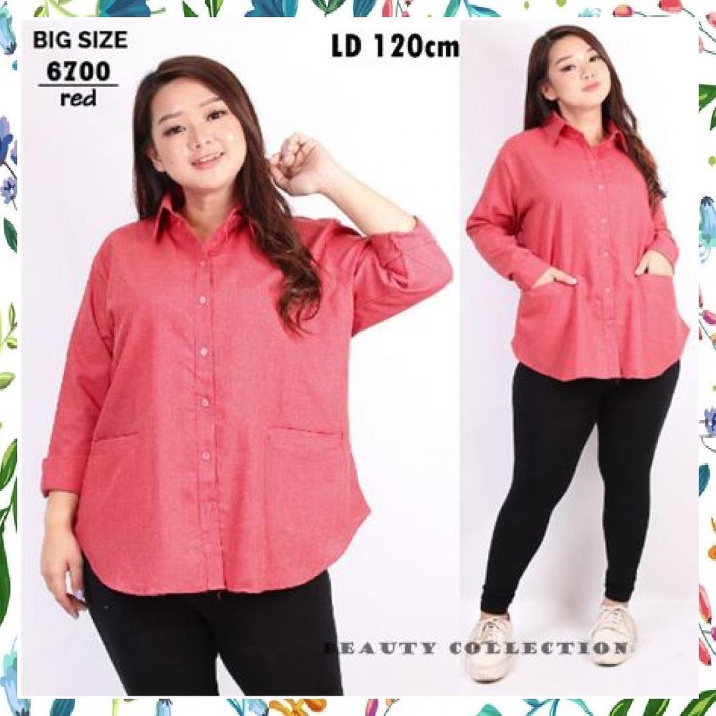 Baju Wanita Atasan Wanita Kemeja Katun Wanita Jumbo Size Katun Denim