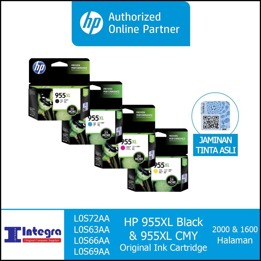 Tinta HP 1 Set 955 XL ( Bk, C, M, Y ) Original Cartridge