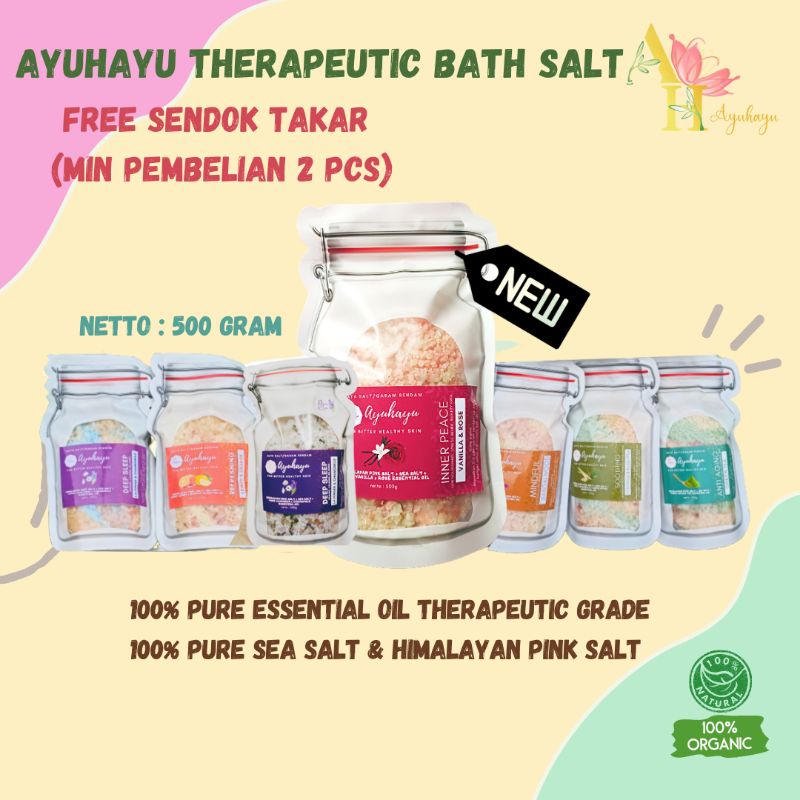 [500g] THERAPEUTIC FLORAL HIMALAYAN BATH SALT PURE ESSENTIALS OIL DRIED FLOWER ALAMI ORGANIK AYUHAYU GARAM MANDI SPA RENDAM KAKI WANGI AROMATERAPI FOOT PEDICURE MEDICURE