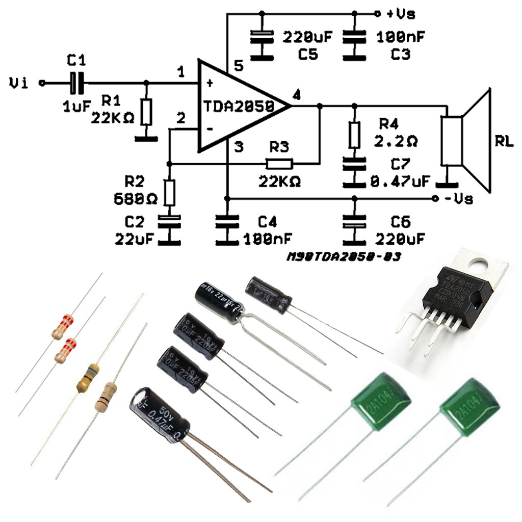 Satu paket komponen TDA2050 Hifi amplifier
