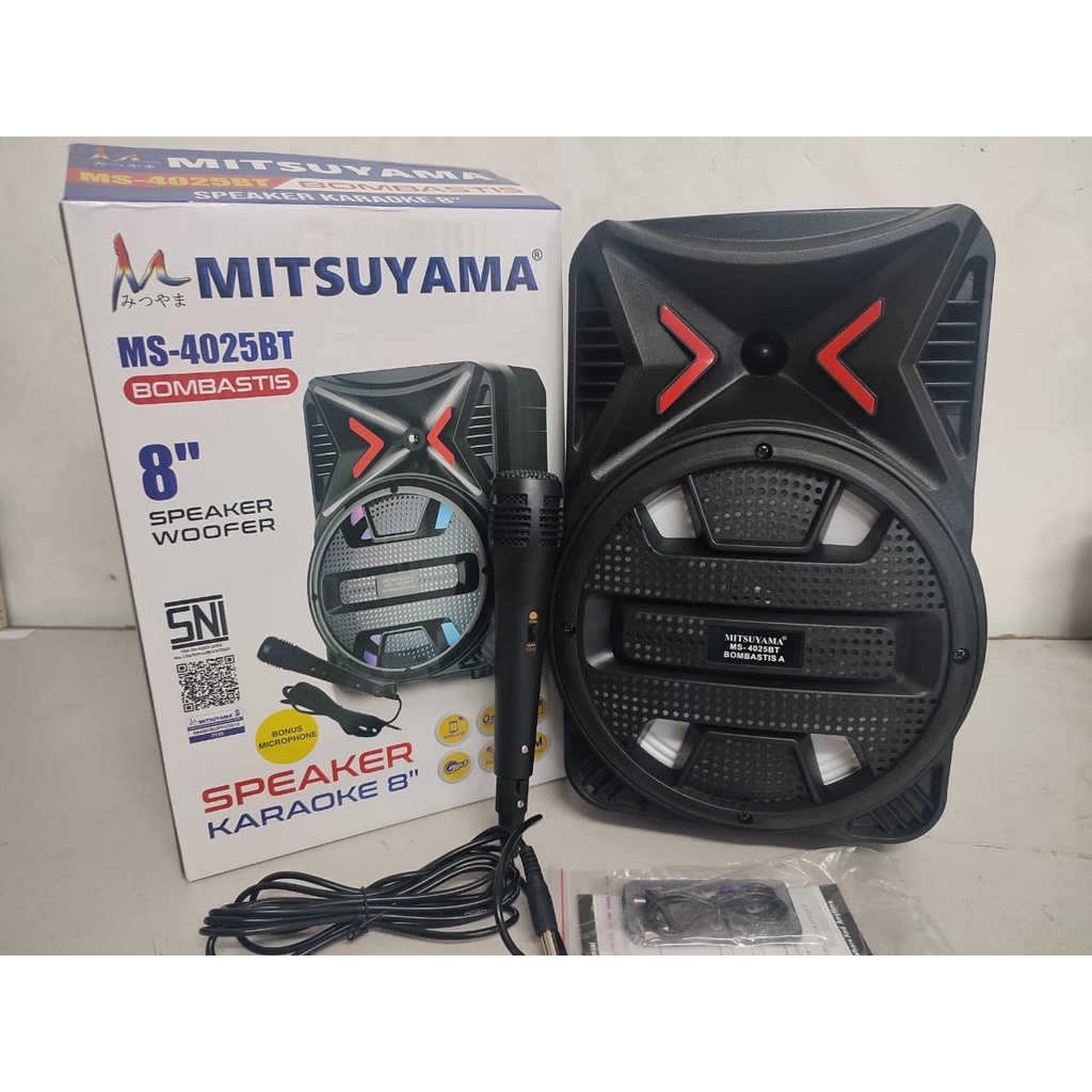 Speaker Bluetooth Karaoke Wireless Mitsuyama MS-4025BT 8 Inchi Free Mic Super Bass BOMBASTIS A