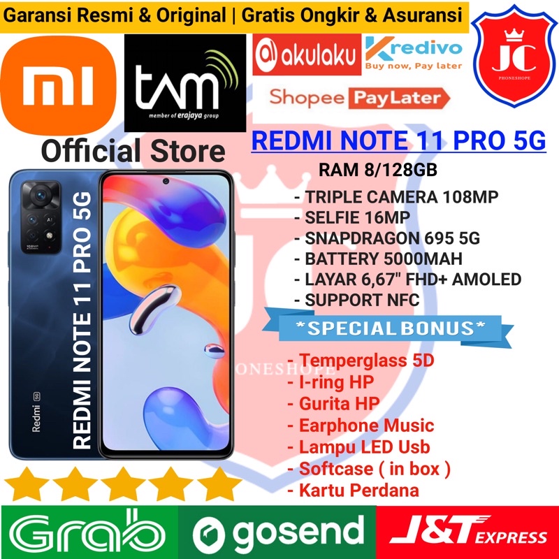 XIAOMI REDMI NOTE 11 PRO 5G RAM 8/128GB GARANSI RESMI TAM - BONUS