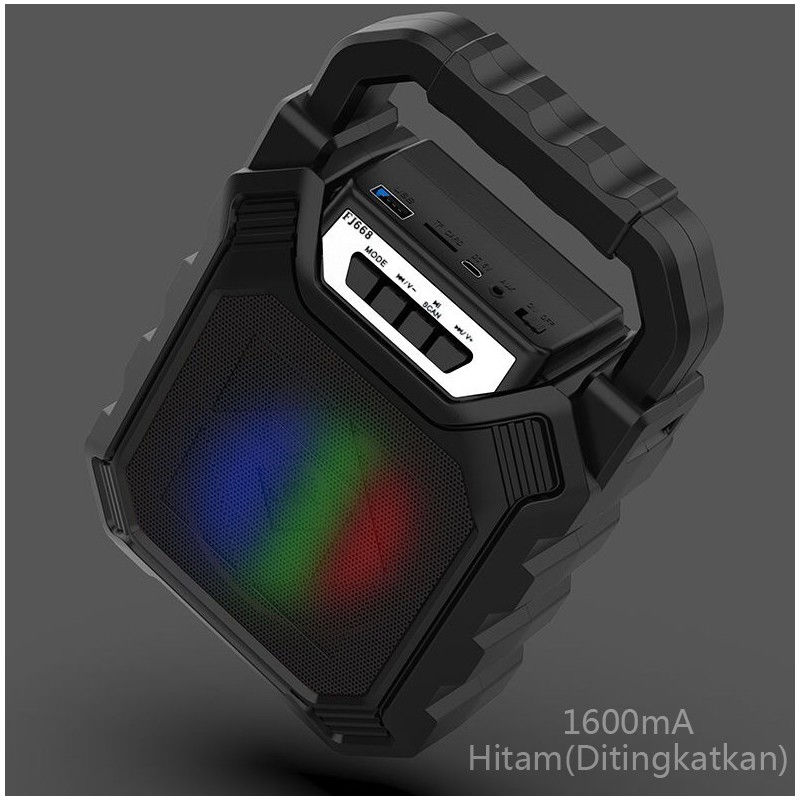 [UOOK] Speaker Portable Bluetooth Nirkabel Mic Salon Mini LED Disco Bass Wireless USB TF-Card BT15-MIC