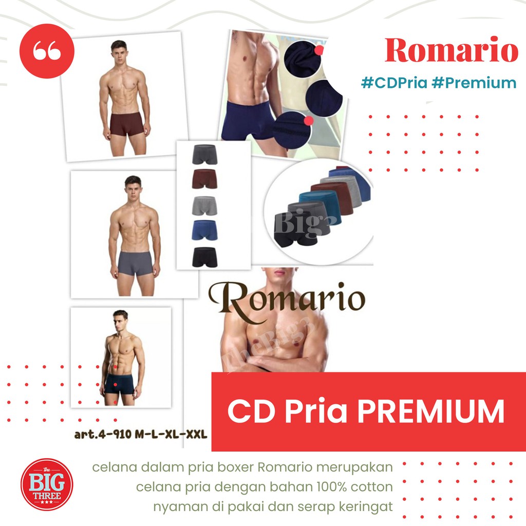 TIFA Celana Dalam pria Boxer - TIFA 4-800 Premium Romario - model Sporty katun SIZE M L XL Cd