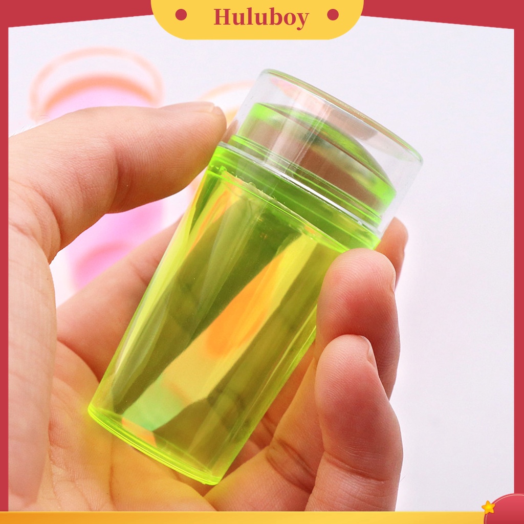Huluboy Huluboy♡ Alat Stamper Pengikis Kuku Kepala Tunggal Bahan Silikon Transparan Fluorescent Non-Deformed Untuk Manicure