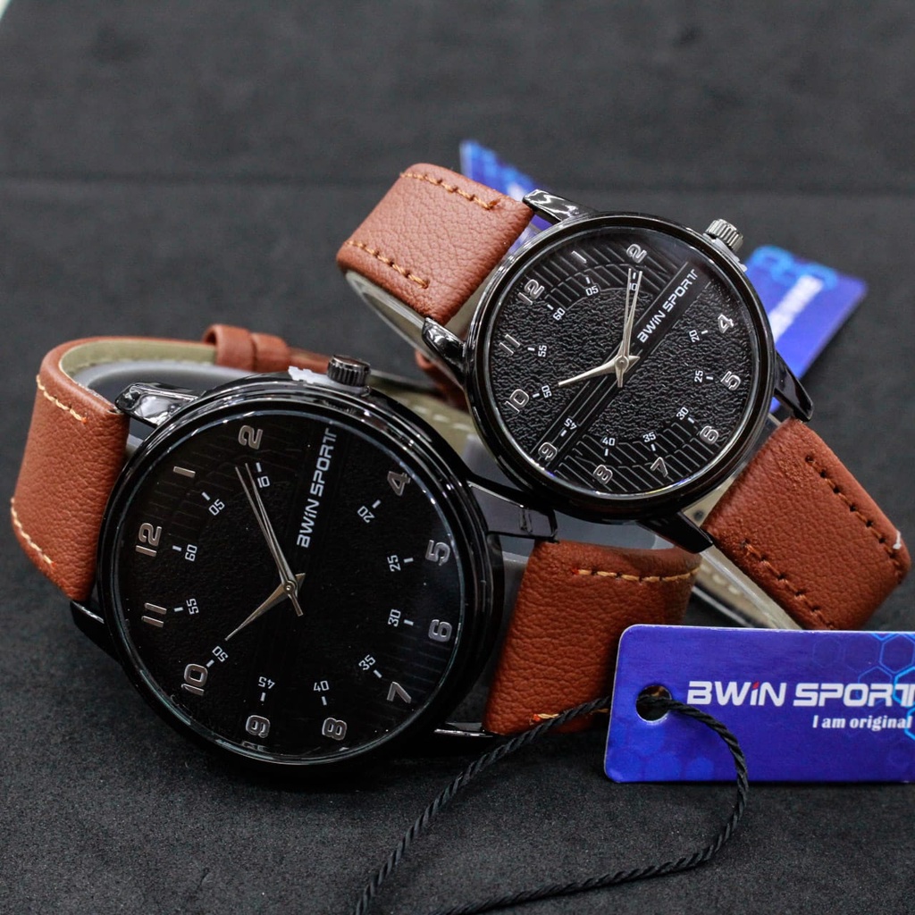 JAM TANGAN COUPLE SERIES AWINSPORT TALI KULIT TERBARU/JAM TANGAN FASHION KEKINIAN/
