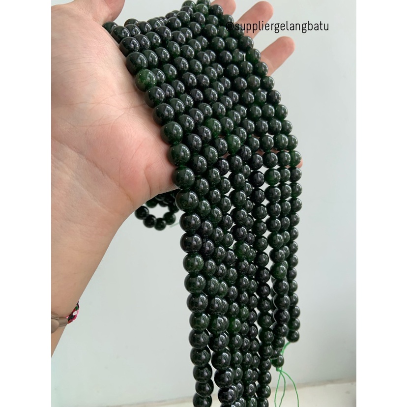 batu black jade aceh serat 10mm renceng kalung gelang akik jade giok bahan kalung gelang kerajinan tangan craft manik