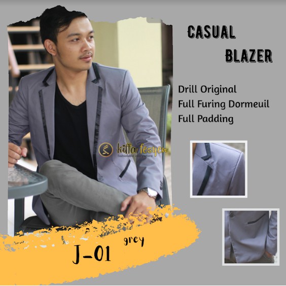 Jas Formal Pria,Jas Pengantin, Blazer Pria, Jas Pria, Jas Resmi, Blazer Keren, Jas Abu, Blazer Abu