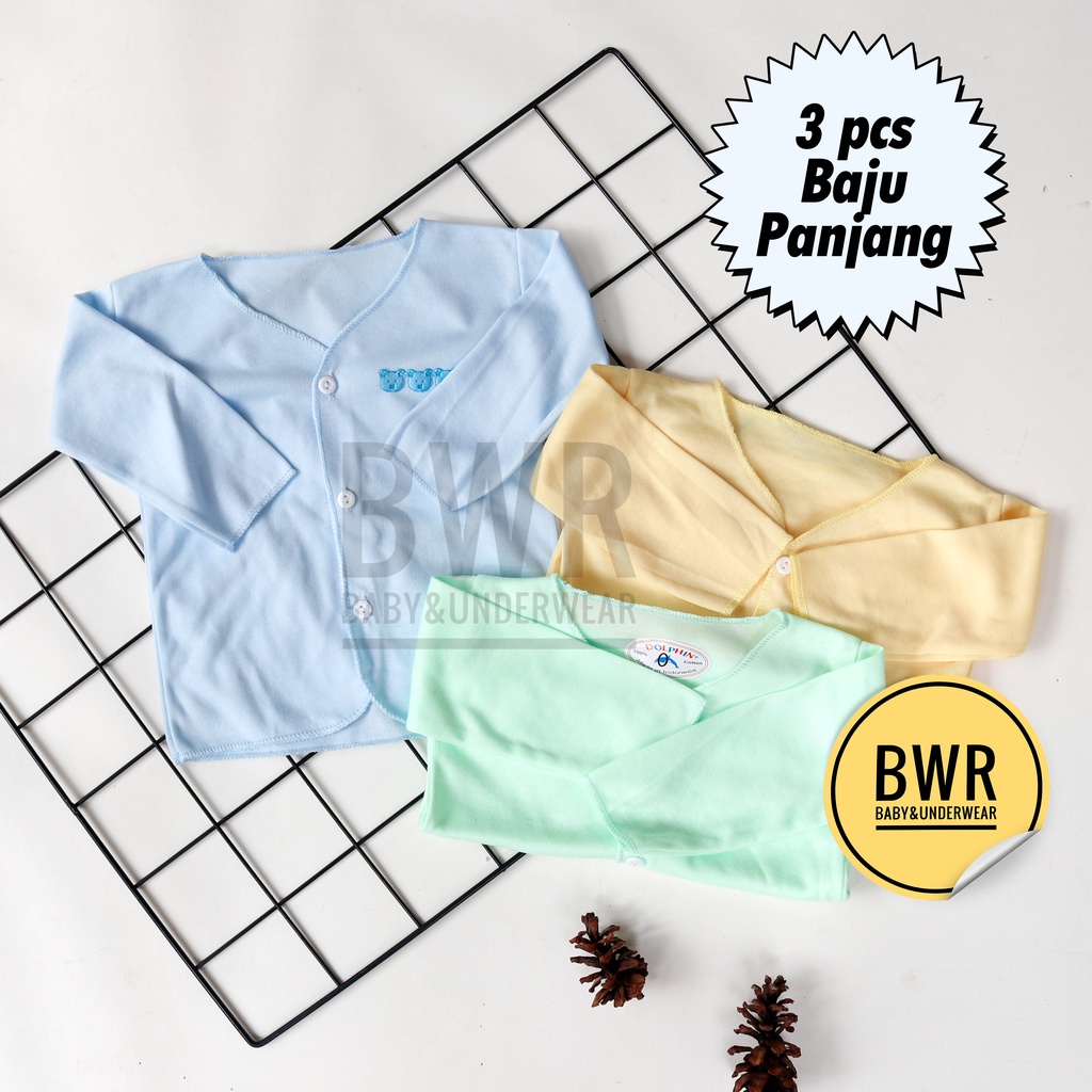 3 Setel - Paket Setelan Baju Bayi Newborn DOLPHIN / Tisuka ( Baju PANJANG + Celana PANJANG ) Bwr