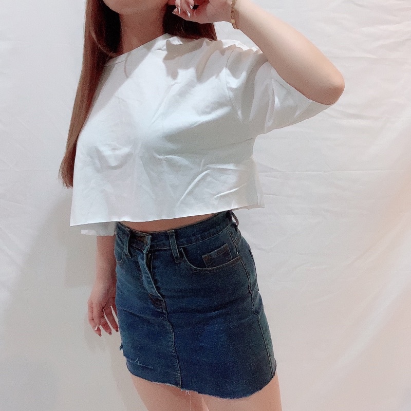 Drop Shoulder Oversized Crop Top | Baju Kaos Polos Jumbo Bigsize Wanita Korean Oversize | Maimon Grosir