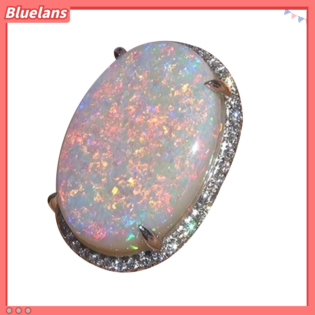 Bluelans Women Shining Artificial Opal Stone Finger Ring Wedding Engagement Jewelry Gift
