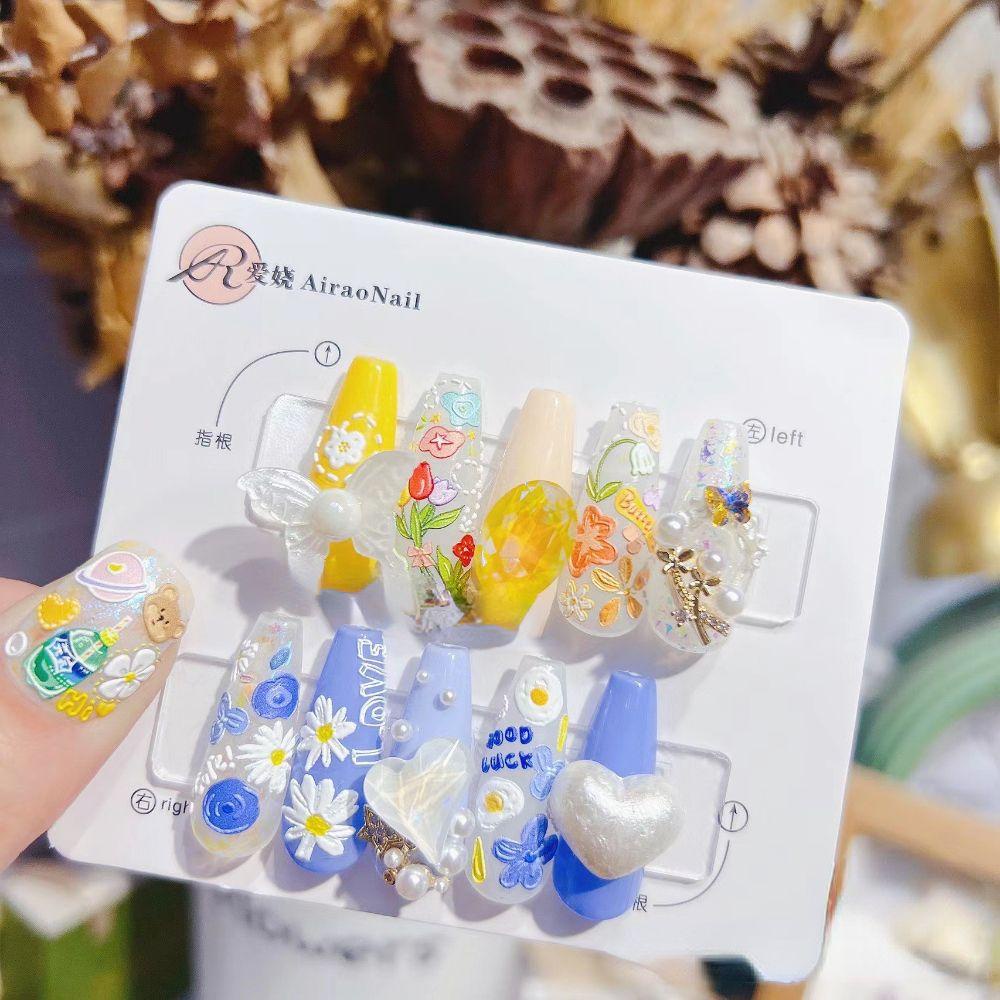 Mxbeauty Kuku Timbul Stiker Bunga Crayon Kuku Kecantikan Dekorasi Kuku Salon Kuku DIY Stiker Kuku 5D Perekat Stiker