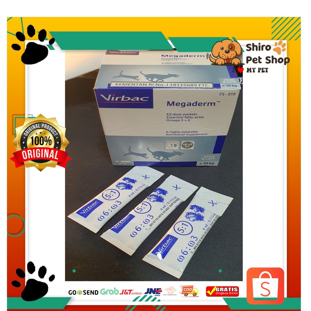 Virbac Megaderm Vitamin Untuk Kucing &amp; Anjing Sachet 4ml vitamin bulu kucing anjing