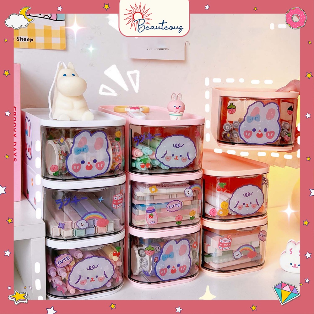 Storage Box Laci Serbaguna Tempat Make Up Aksesoris Stationary Serbaguna Free Stiker Tumblr DIY Cute