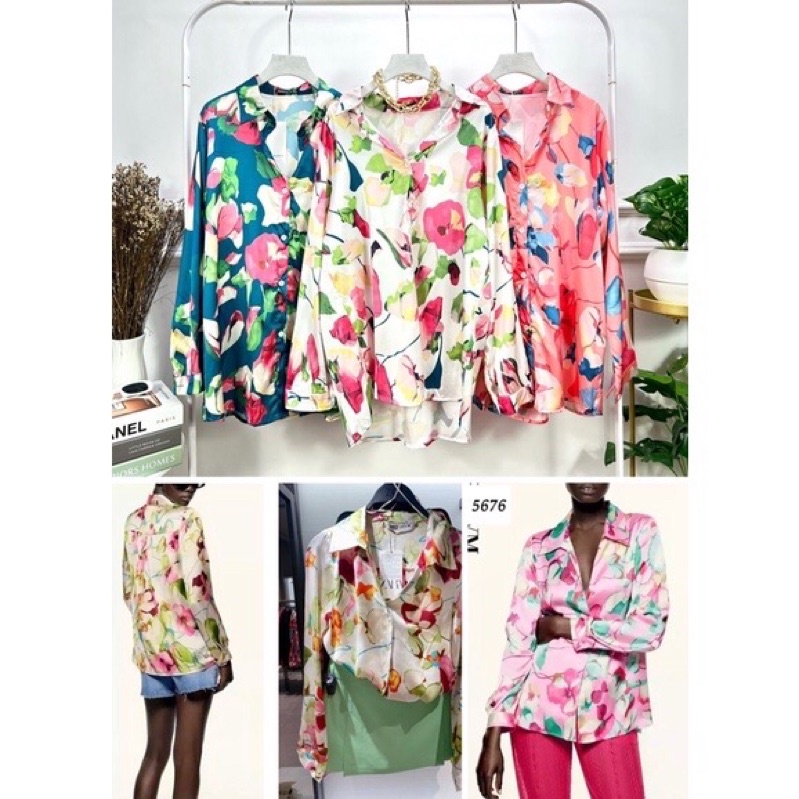 Kemeje Flower Zara / Baju Atasan Wanita Import Bangkok BKK premium