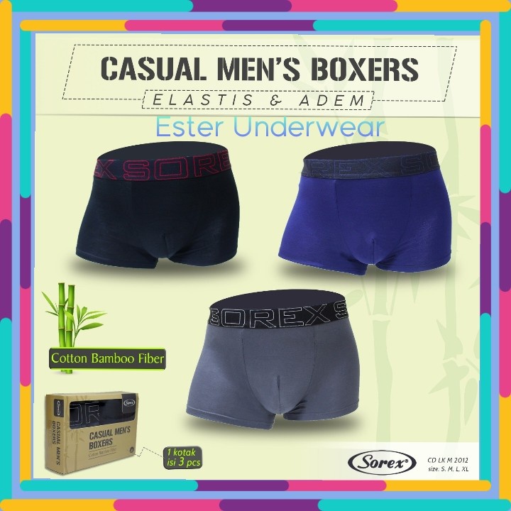 Celana Boxer Pria Sorex SRX 2012 ISI 3Pcs/Pack