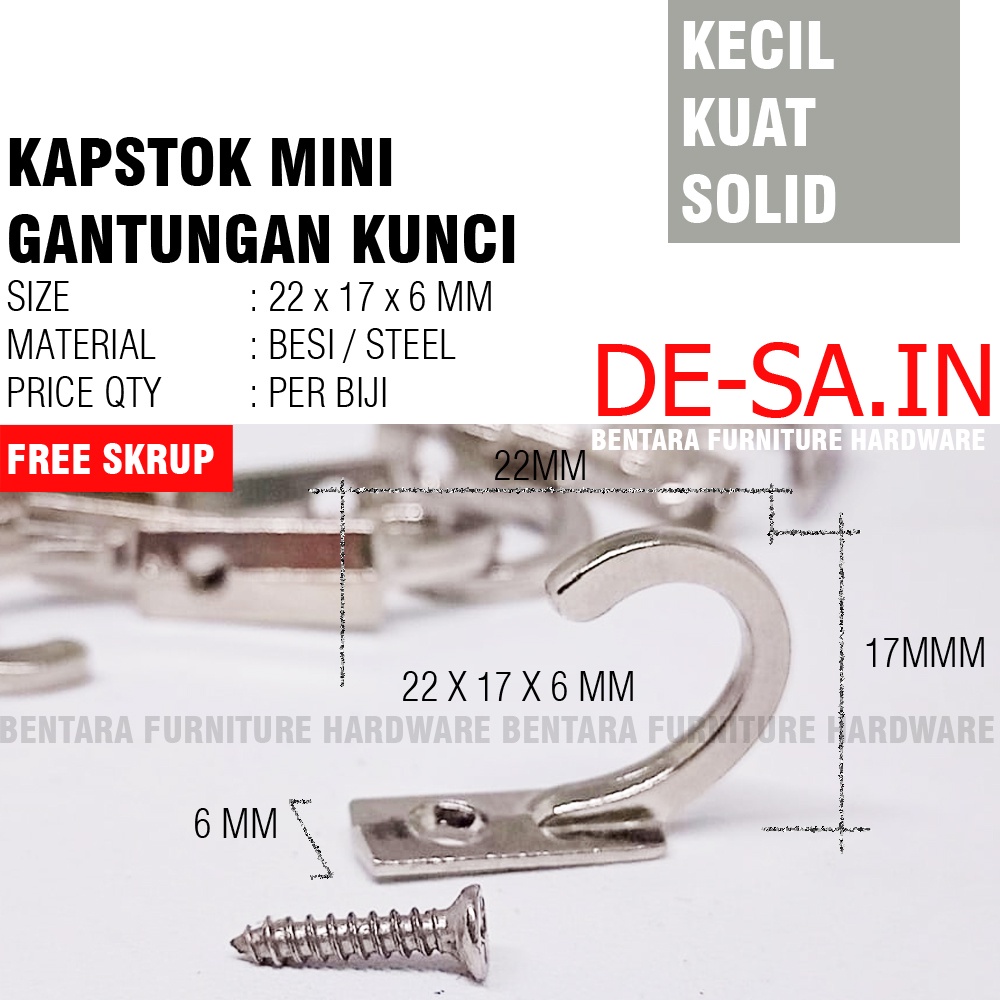 29MM KAPSTOK MINI BESI SOLID SINGLE 1 KAIT  - HOOK CAPSTOCK CANTOLAN GANTUNGAN KUNCI