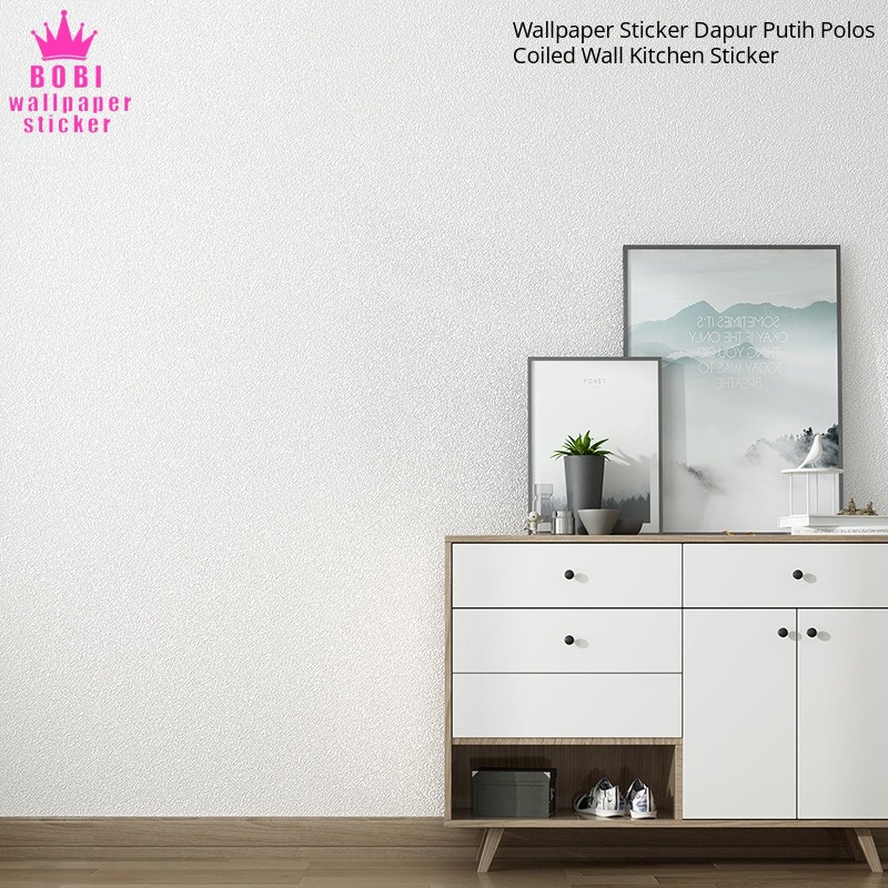 Wallpaper Sticker Dapur Putih Polos Berserat / Coiled Wall Kitchen Sticker - Ukuran 50x280cm / Termurah dan Berkualitas