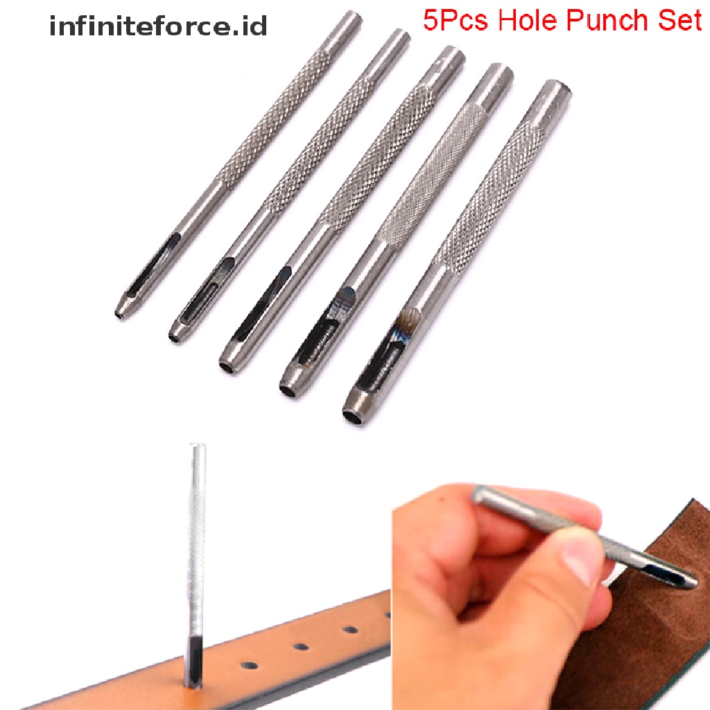 (Infiniteforce.Id) 5pcs / Set Puncher Pembuat Lubang Ikat Pinggang Kulit Diy