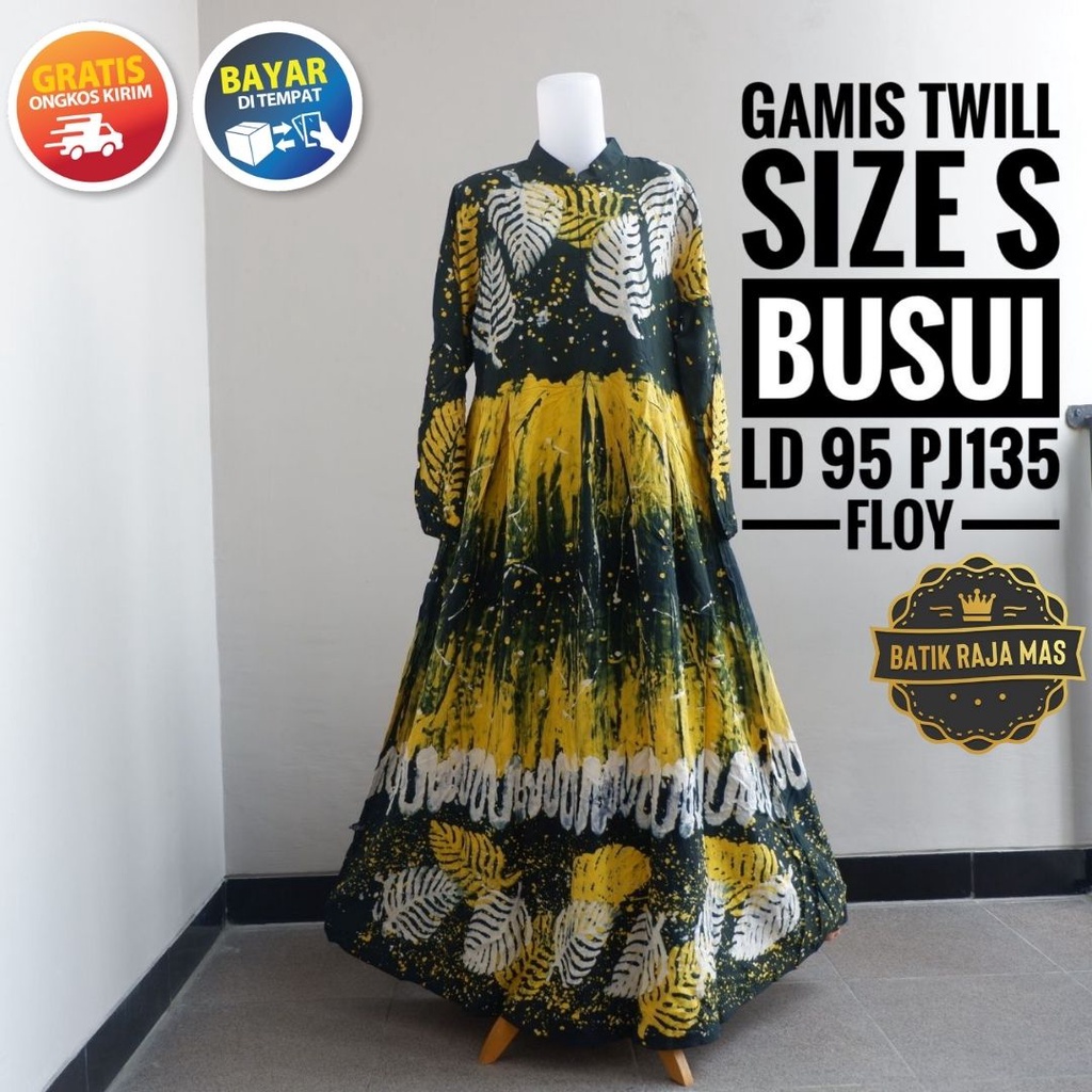 Gamis Ibu Ibu Terbaru Wanita Dewasa Kekinian Syari Lebaran Motif Batik Abstrak Busui Resleting Depan