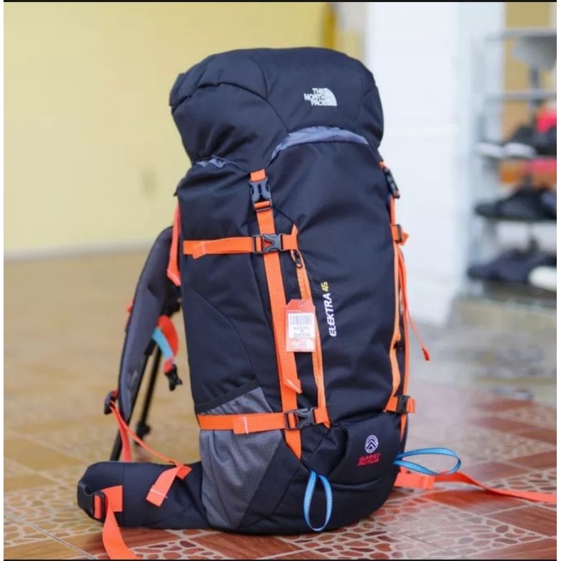 Tas Carrier TNf elextra 45L bonus Raincover # Tas Ransel Gunung