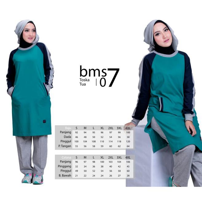 BAJU OLAHRAGA KAOS MUSLIMAH BELIEVE BMS 07 TOSKA TUA - HIJAU TOSCA, S TRENDY