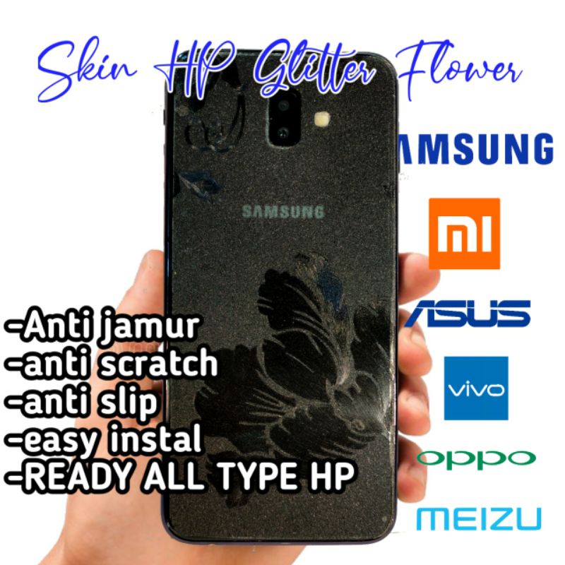 garskin hp + garskin camera glitter flower motif anti jamur all type all merek ready