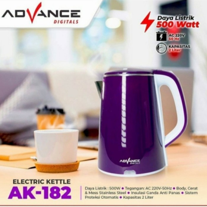 TEKO LISTRIK ADVANCE AK 182 ISI 2LITER/ORIGINAL/READY STOCK/BERGARANSI